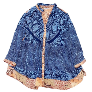 🦃 Amanda Blu Navy Orange Button Up Blouse XL